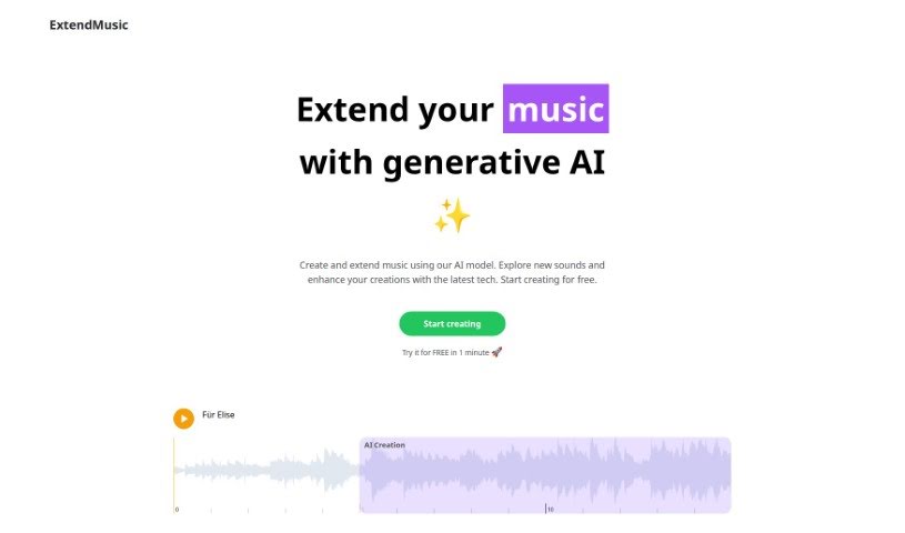 Screenshot of Extendmusic.ai