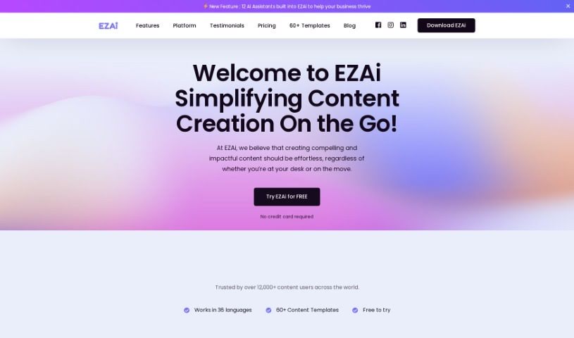Screenshot of EZAI APP
