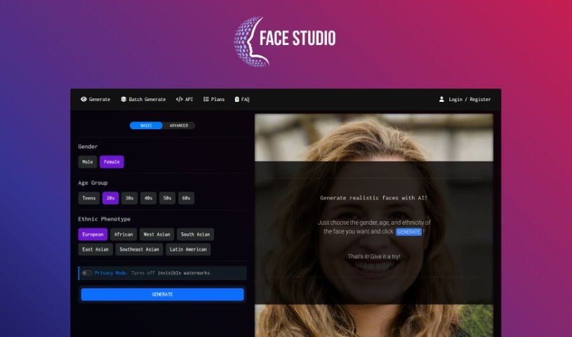 Screenshot of Face Studio