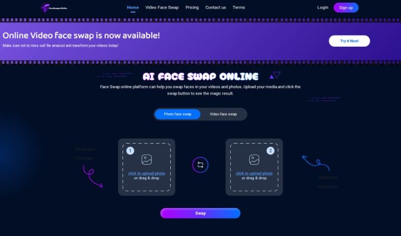 Screenshot of Faceswapperonline