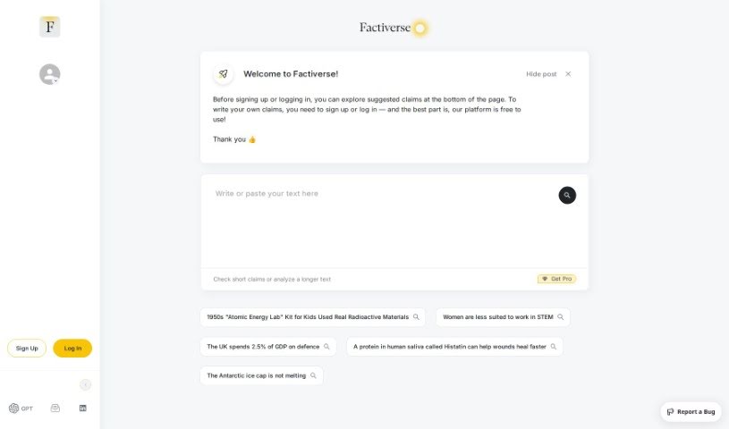 Screenshot of Factiverse AI Editor
