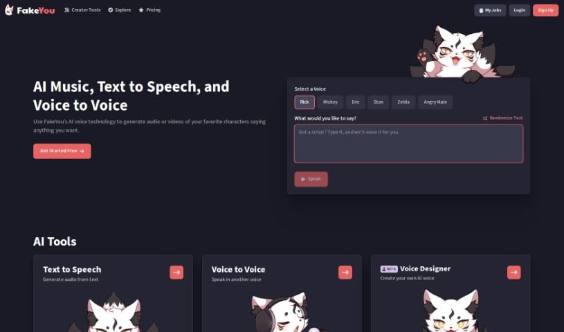 Screenshot of FakeYou