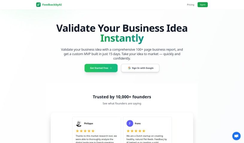 Screenshot of FeedbackbyAI