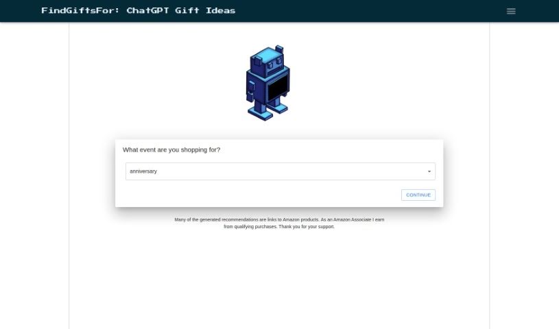 Screenshot of Find Gifts For