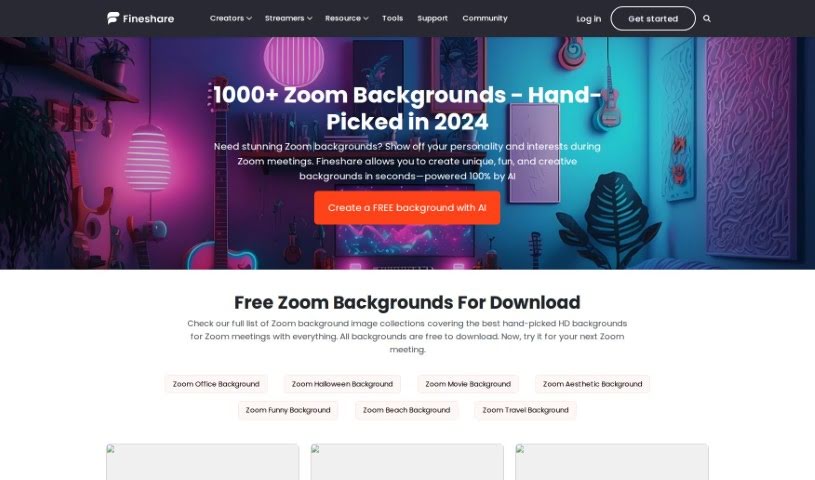 Screenshot of FineShare Zoom Background