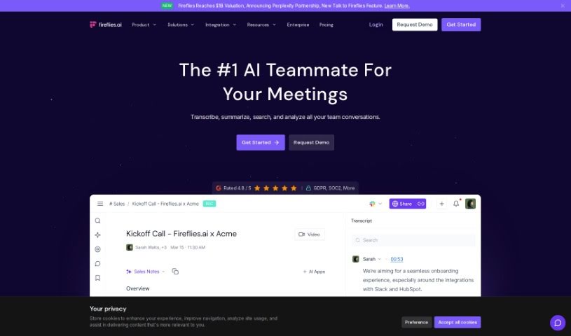 Screenshot of Fireflies AI