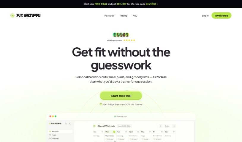 Screenshot of Fit Senpai