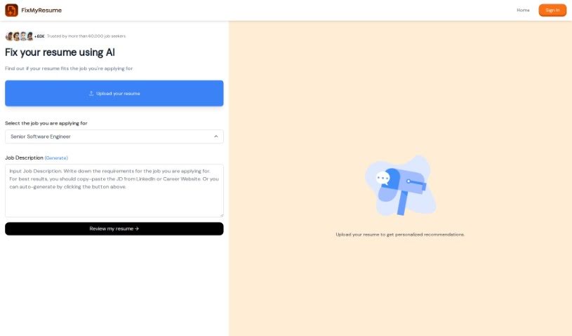 Screenshot of Fix My Resume