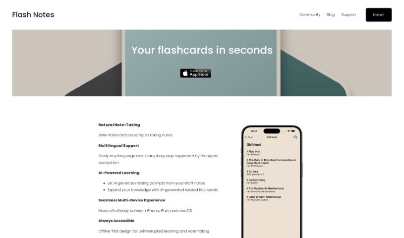 Screenshot of Flash Notes