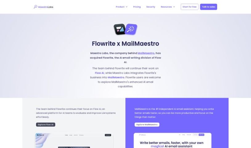 Screenshot of Flowrite