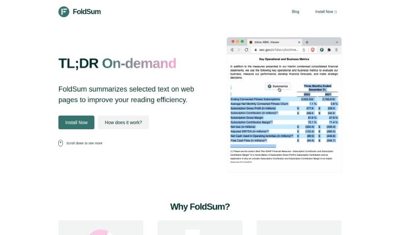 Screenshot of Foldsum
