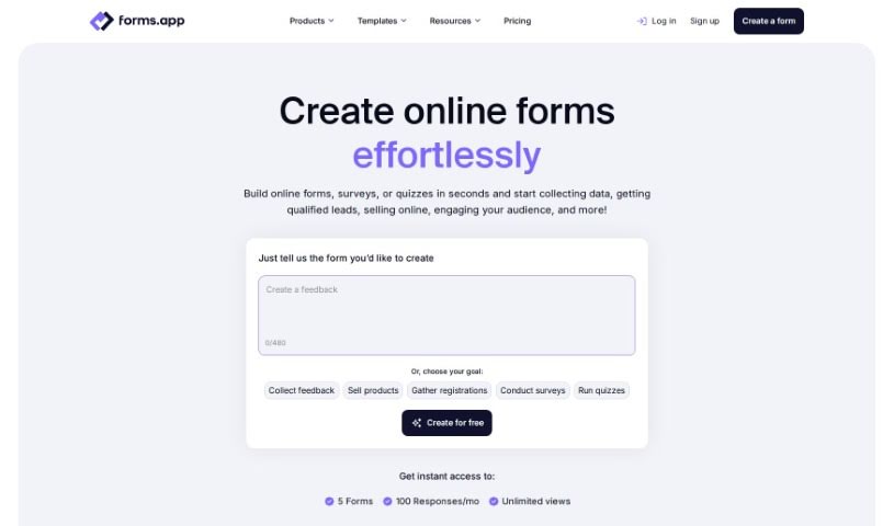 Screenshot of Forms.app