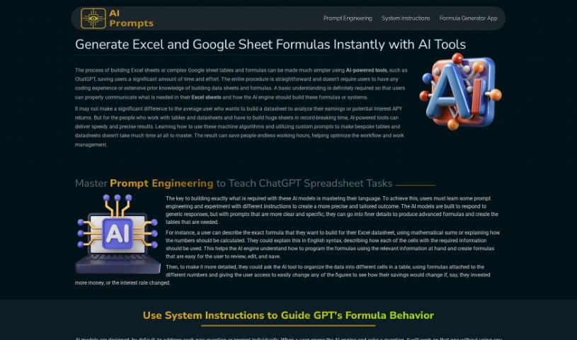 Screenshot of Formula Generator