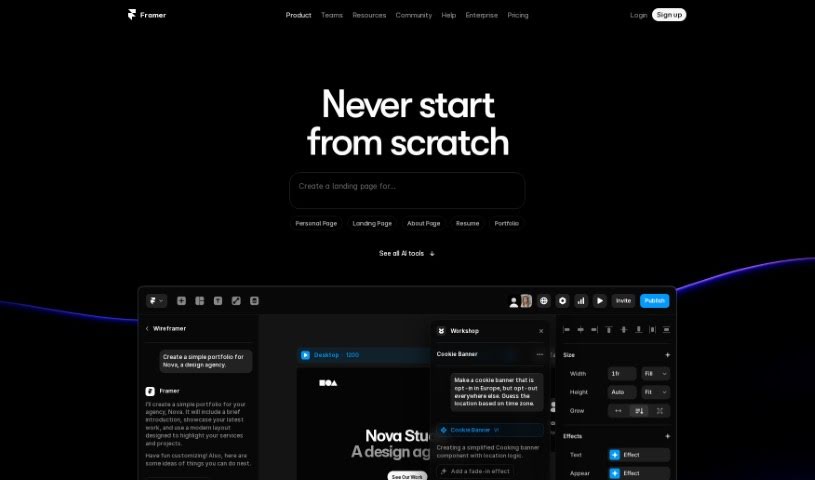 Screenshot of Framer