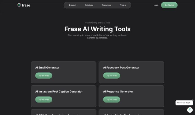 Screenshot of Frase.io