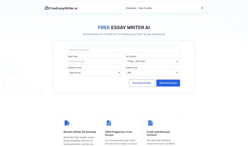 Screenshot of Free AI Essay Writer