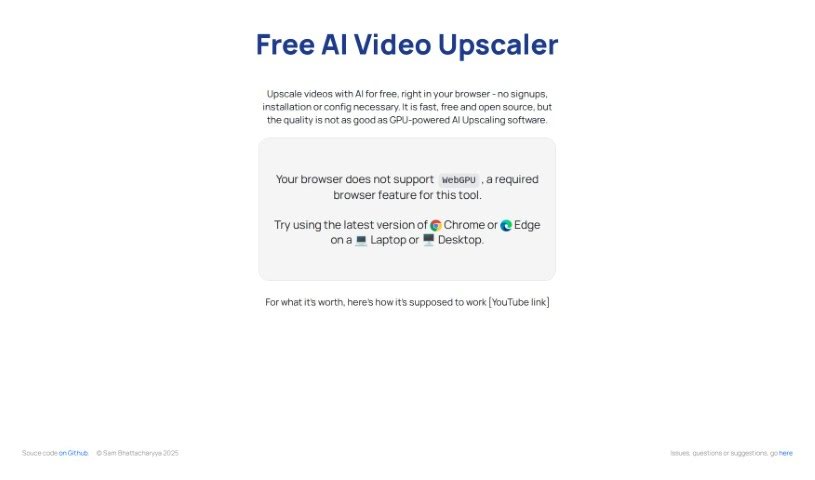 Screenshot of Free AI Video Upscaler