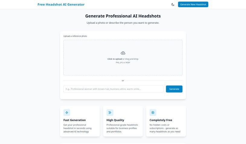 Screenshot of Free Headshot AI Generator
