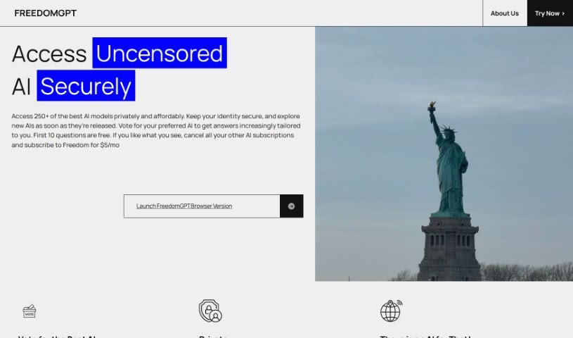 Screenshot of FreedomGPT