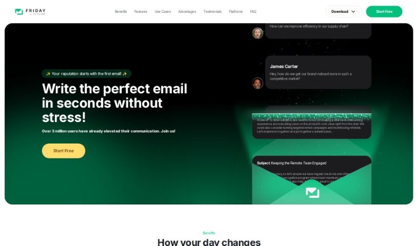 Screenshot of Friday Email