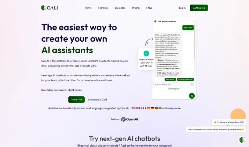 Screenshot of Gali AI