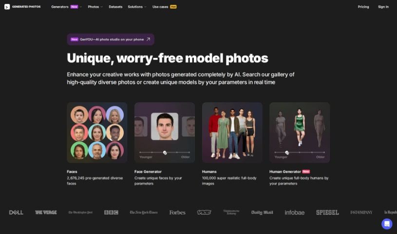 Screenshot of Generated Photos