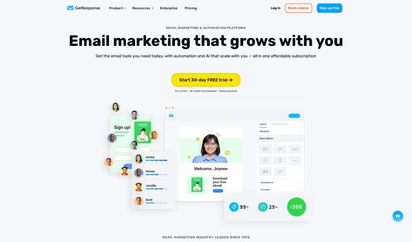 Screenshot of GetResponse