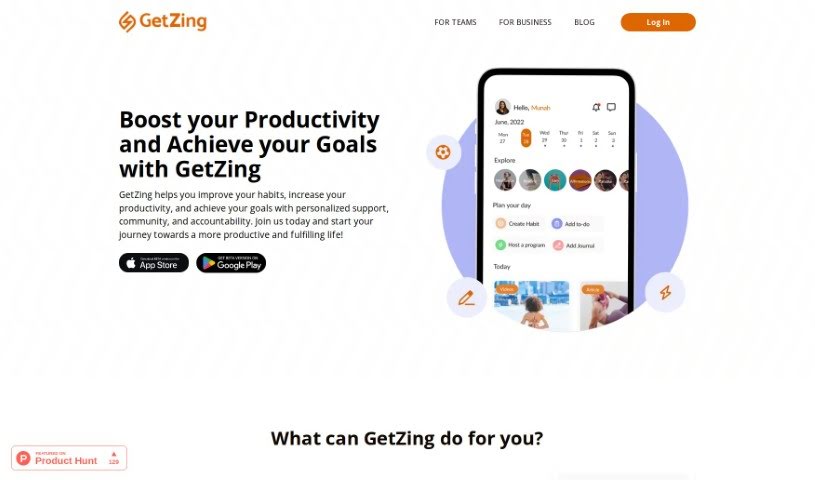 Screenshot of GetZing