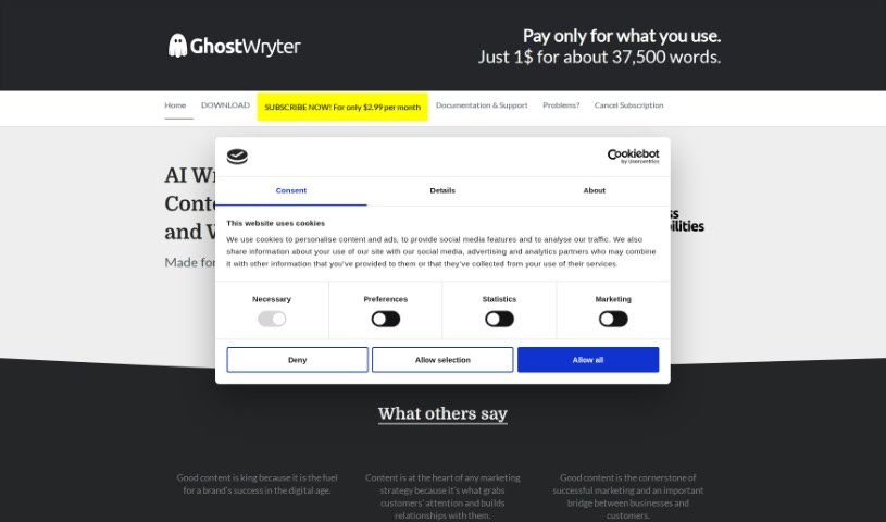 Screenshot of GhostWryter