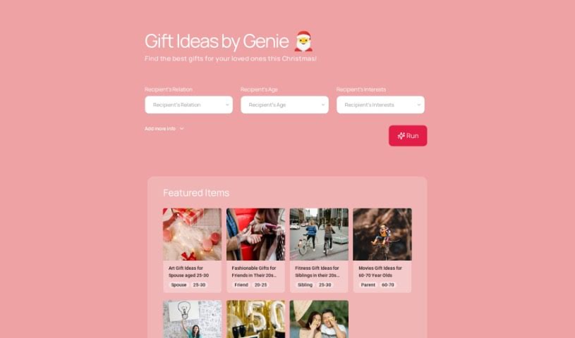 Screenshot of Gift Ideas By Genie