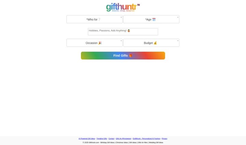 Screenshot of GiftHuntr