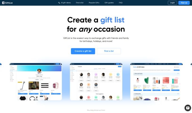 Screenshot of GiftList