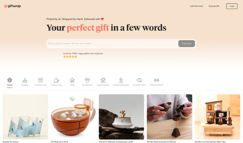 Screenshot of Giftwrap.ai