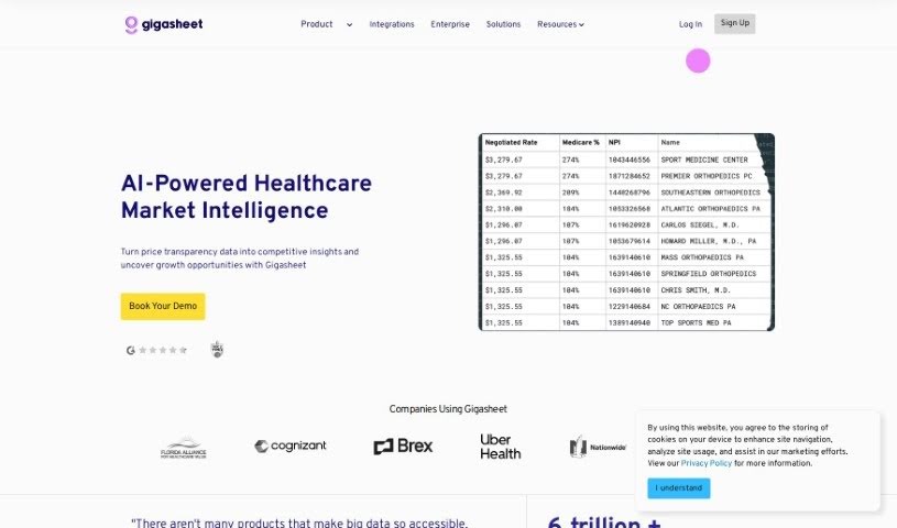 Screenshot of Gigasheet