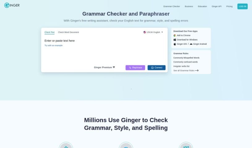 Screenshot of Ginger Software Grammar Check