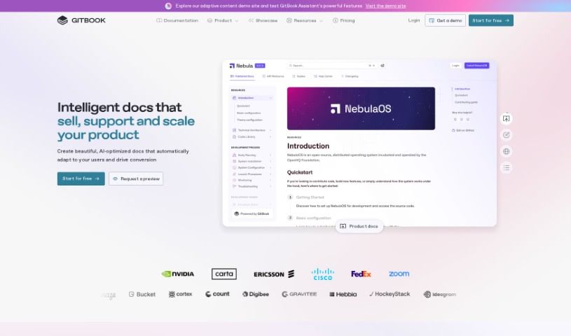 Screenshot of GitBook
