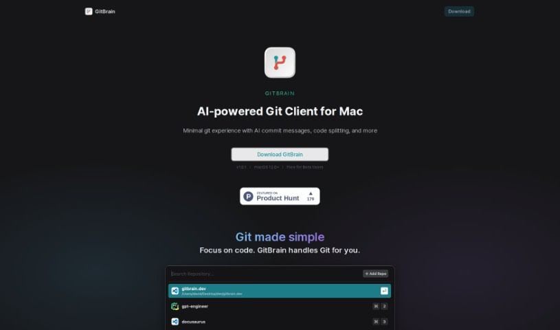 Screenshot of GitBrain