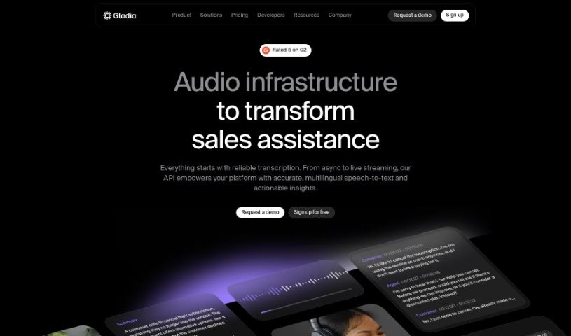 Screenshot of Gladia