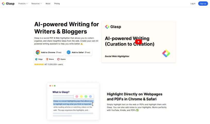 Screenshot of Glasp AI Writing