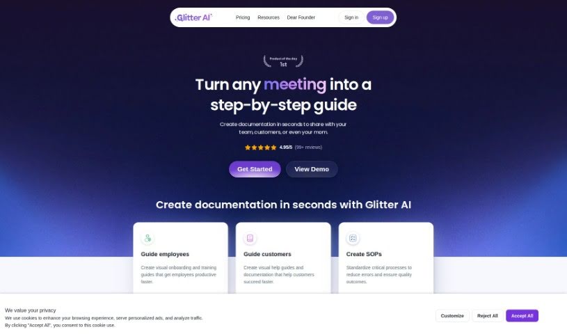 Screenshot of Glitter AI