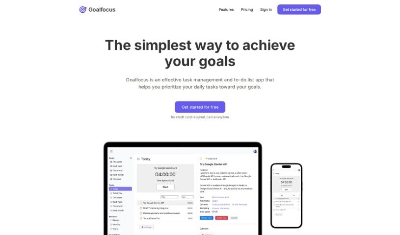 Screenshot of Goalfocus