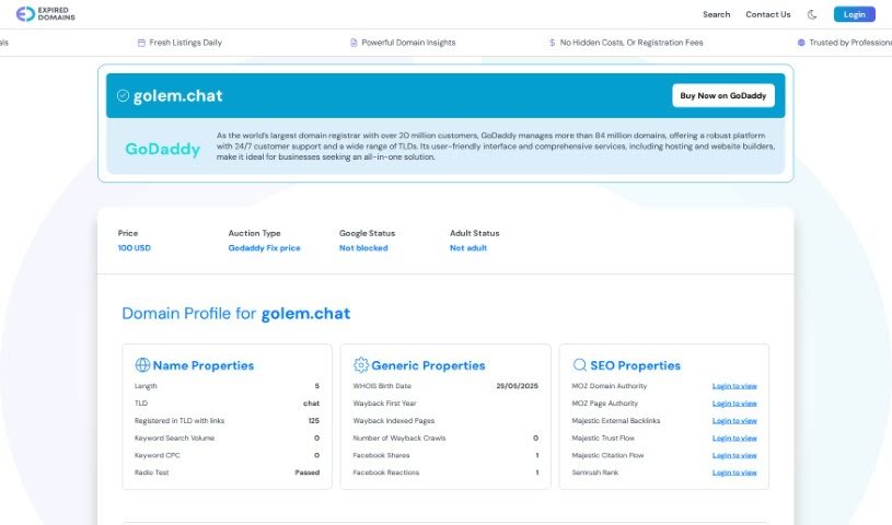 Screenshot of Golem