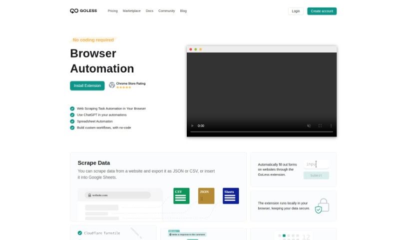 Screenshot of GoLess