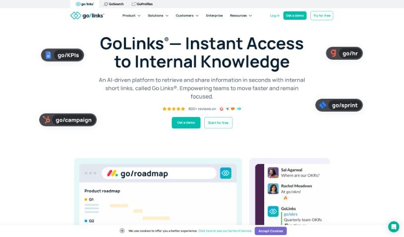 Screenshot of GoLinks