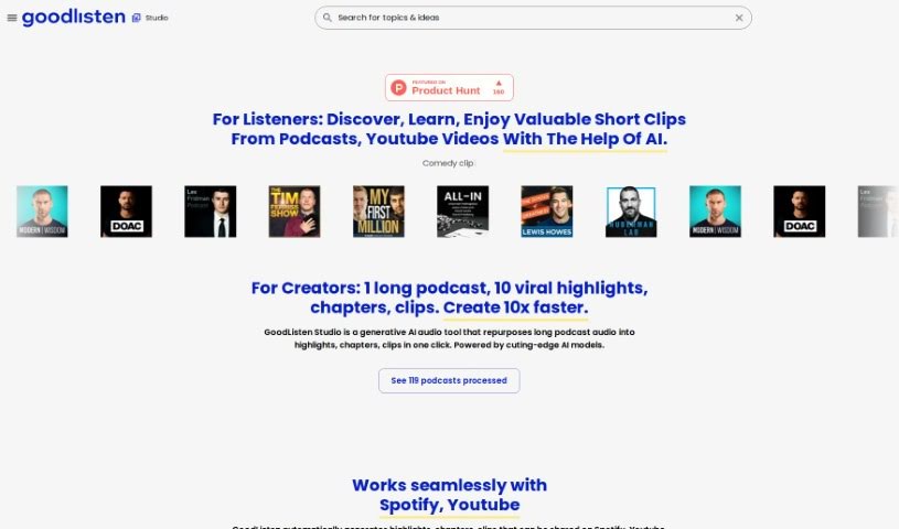 Screenshot of GoodListen