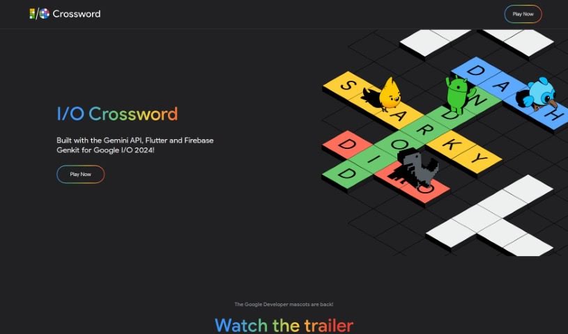 Screenshot of Google I/O Crossword