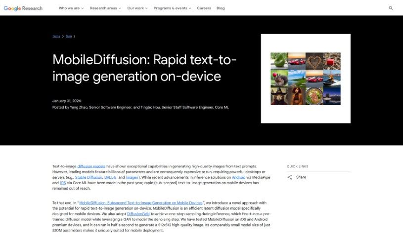 Screenshot of Google MobileDiffusion
