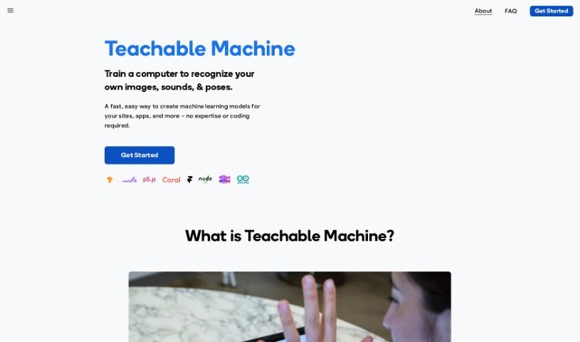 Screenshot of Google Teachable Machine