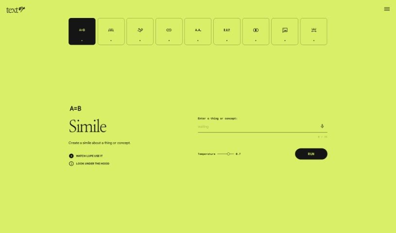 Screenshot of Google TextFX