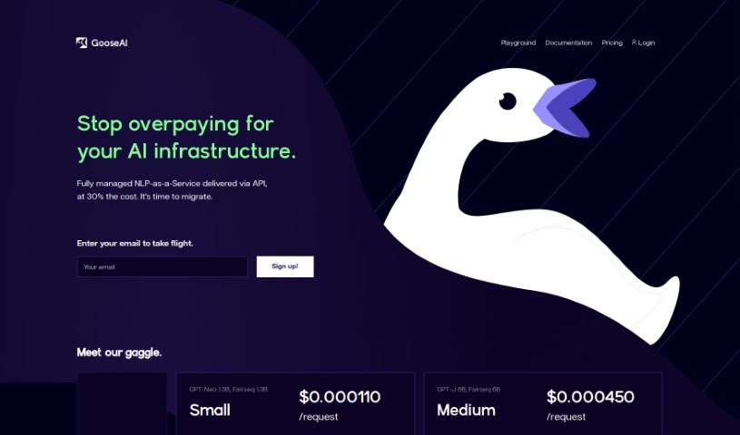 Screenshot of GooseAI